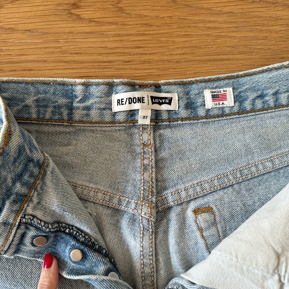 Re/Done Light Blue Frayed Jean Shorts - Picture 3 of 3